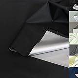 TOLKO Sonnenschutz Stoff mit silber Thermo-Beschichtung | gute Lichtdichte | Verdunklungsstoff Meterware blickdicht Beschattung Gardinen Verdunklungsvorhänge Hitzeschutz Stoffe zum Nähen (Schwarz)