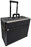 Pro XL Black / Gun Metal Aluminium Pilot Trolley mit Rollen Hard Aktenkoffer Flight Attache auf Rädern