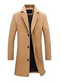 Oanviso Herren Wintermantel Dicker Langer Wollmantel Warm Business Casual Herrenmantel Große Größen Oberbekleidung Trenchcoat Windbreaker Freizeit Winterjacke A Khaki L