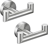 YUET 2 Stück Handtuchhaken SUS 304 Edelstahl, Wandhalterung, Haken Bohren, Wandhaken, Badezimmer Handtuchhaken, Kleiderhaken für Bad, Küche, Garage (Gebürstetes Silber)