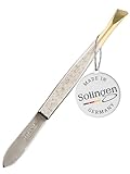 TITANIA Pinzette aus Solingen (8cm) • Made in Germany • Augenbrauen-Pinzette zum Zupfen • Abgeschrägte Spitze für präzises Greifen • Spitze vergoldet