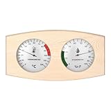 Moliuoly Sauna Thermometer und Hygrometer 2-in-1, Holz, Temperatur- und Feuchtigkeitsmesser für Indoor und Outdoor, 0–120 °C, 0–100%, Natürliches Pinienholz, Geeignet für Sauna, Dampfbad, Hotel, Club