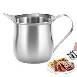 Kleiner Milchkrug – 90 ml Edelstahl-Milchaufschäumkännchen, kleiner Milchkännchen, Dosierkrug, Sirupkrug mit Griff und Ausgießer, Geschirrspüler-Haushaltssännchen für Tee, Kaffee, Sauce