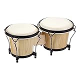 Bongo Drum - Holzhandtrommel für Kinder und Erwachsene | Natürliche Tonhäute mit professionellem Klang, leichtes tragbares Design, perfekt für Anfänger, Musikunterricht, Zuhause, Band, Outdoor Play