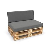 POKAR Palettenkissen Palettenauflagen mit abnehmbarem Bezug Palettenmöbel Palettensofa 2er Set: Sitzkissen 120x80 + Rückenlehne 120x40, Grau