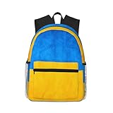 Zhuanyun Leichter und bequemer Rucksack mit ukrainischer Flagge, klassische, stilvolle Tagestasche, geeignet für Reisen, Sport, Arbeit, Schwarz, Einheitsgröße