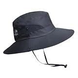 Roinaid Damen Sonnenhut Faltbarer Sonnenhut UV Schutz mit Verstellbare Kinnband Damen Faltbarer Sonnenhut Sonnenschutzhut Geeignet für Männer und Frauen Strand Wandern Reisen(Schwarz)