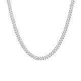 Zuofan Herren Damen Halskette, Cuban Chain Halskette für Männer, 5mm breit Edelstahl Silber Kubanische Kette Silberkette Hip-Hop Kette Halskette Länge 50cm, Ohne Anhänger Halskette