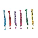 FUTUREORYY 6 Stück Teiliges Buntes Katzenhalsband mit Glocke und Sicherheitsverschluss Verstellbares Nylon hundehalsband für Kleine Hunde und Kätzchen Festliches Design für Alltag Party und