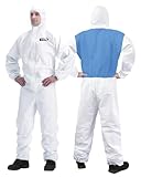 YIBER Einweg-Overall | Farb- und Einmal-Schutzanzug, konzipiert mit SF-Nichtwoven-Stoff + SMS-Nichtwoven-Stoffverbindung am Rücken für bessere Belüftung und Filterleistung