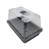 mgc24 Zimmergewächshaus klein - Anzuchtschale mit Deckel und Belüftung - Anthrazit