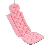 Badewannenkissen Ganzkörper für Erwachsene, Verdicktes Badewannenmatte mit 10 Saugnäpfen Luxus Ganzkörpermatte Weich und atmungsaktiv Komfort Entspannung Badematte, Rosa