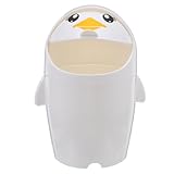 ROMISBABA Pinguin Mülleimer Kleiner Tischmülleimer mit Klappdeckel Kleiner Schreibtisch Abfalleimer aus Kunststoff Weiß für Büro Bad und Schlafzimmer