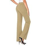 BIBOKAOKE Damen Yogahose Bootcut Lange Schlaghose Jazzpants Mittlere Taille Arbeitshose Flared Stretch Freizeit Jogginghose Sporthose Mit Taschen Anzughose Stoffhose