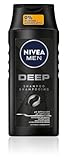 NIVEA MEN Deep Shampoo, Shampoo gegen fettige Haare mit Aktivkohle, revitalisierendes Männer Shampoo für ein langanhaltendes Frischegefühl, veganes Shampoo für Tiefenreinigung (250 ml)