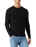 BOSS Herren Kanovano Pullover aus Baumwolle und Kaschmir mit Rundhalsausschnitt und Logo, Black, M