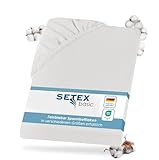 Setex - Feinbiber Bettlaken mit Gummizug kuschelig weich - Biber Spannbettlaken aus 100% Baumwolle mit rundum Spanngummi - Bettwäsche ganzjährig - Betttuch 90x200 cm Weiß