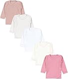 TupTam Unisex Baby Wickelshirt Langarm 5er Pack, Farbe: Weiß Ecri Hellgrau Altrosa Rosa, Größe: 50