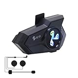 Palaufr Helm Headset,Helm Freisprecheinrichtung Headset | Sprachassistent Bunte Beleuchtung Wasserdicht Geräuschreduzierung Kopfhörer für Outdoor Fahrten