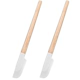 XLIUAX 2 Stück Klein Silikon Spatel, 23 cm Teigschaber Schmal Mini Spatel für Backen Marmelade Spatel Silikonspachtel mit Holzgriff für Backen Mischen Kochen Rührwerkzeuge(Holzfarbe)
