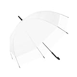 Meichoon Transparenter Regenschirm Windfester Stockschirm mit automatischer Öffnung 50'/130 cm Spannweite 8 verstärkte Speichen Schnelltrocknend ST01Weiß