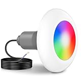 LyLmLe LED Poolscheinwerfer mit Außengewinde 2', 15W RGB Poolbeleuchtung Synchronsteuerung, Ø190mm, 12V AC Unterwasserscheinwerfer für GFK Fertigbecken Aufstellbecken Holzpools, Einzellicht