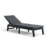 Keter Mallorca 4-stufig verstellbare Sonnenliege - Grau | Liege Outdoor Liege mit Jute-Effekt Textur | Atmungsaktives & witterungsbeständiges Harz | Kompakte Lagerung | Einfache Montage