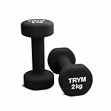 Trym Kurzhanteln - 2er Set, 1-5 kg Gewichte, Vinyl, Gusseisen, Rutschfest, Schwarz - Hantelset, Hanteln, Kurzhantel-Set für Aerobic, Pilates, Gymnastik, Fitness, Gym, Krafttraining (c) 2x2 kg)