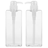 BIUDECO Nachfüllbare Quadratische Pumpflaschen 650 ml aus Transparentem Kunststoff Lotion und Shampoo Spender für Bad Küche und Reisen 2 Stück