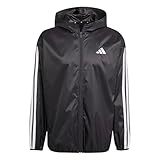 adidas Herren ESSENTIALS THREE STRIPES RIPSTOP WINDBREAKER, black/white, L