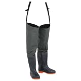 vidaXL Watstiefel, Hüftstiefel für Angler Landwirte, Anglerstiefel Wasserfest Verstellbar, Fischerstiefel Wathose, Dunkelgrün Gr. 43