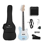 VISIONSTRING E Bass Gitarre 3/4 mit Verstärker 10W für Kinder - Elektrische Bassgitarre Set mit Gitarrentasche, Plektrum, Gurt, Stimmgerät, Kabel - Bass Guitar Gitarren Blau von Gear4music