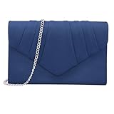Milisente Clutch Damen, Elegante Wildleder Abendtasche Umschlag Crossbody Klassisch Clutch Tasche (Blau)