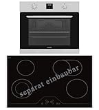 Vestel autarkes Einbauherd Set, Backofen mit Heißluft, Umluft, Pizzastufe, Grill, Display mit Uhr & Timer, 80 cm autarkes Glaskeramik-Kochfeld mit seitlichem Rahmen, Bräterzone, Zweikreiszone
