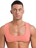 Runhomal Herren Kurz Crop Top Bauchfrei Tanktop Ärmellos Unterhemd Vest Funktionsshirt Kompressionsshirt Muskelshirt Yoga Fitness Shirts Bodybuilding Rosa M