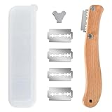 Bäckermesser, Brot Lahm Messer, Teig Rasiermesser Set, Holz Ritzmesser für Brot, Baguettemesser, mit 5 Rasierklinge & 1 Kunststoffbox, Gravieren von Brotmustern, für DIY Brotteig Backformen Küche