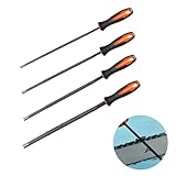 Srvauyea 4 Stück Feilenset, Kettensäge Schärfen, Feile für Kettensäge, Rundfeile Kettensäge, 3.2 mm/ 4.0 mm/ 4.8 mm/ 5.5 mm Kettensäge Feilen, Kettensägefeile Klein Metallfeile für Metall DIY Handwerk