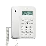 Motorola Voice – CT202 Schnurgebundenes Telefon, 10 Speichertasten, Freisprecheinrichtung, Wartemusik, Anrufer-ID, Wahlwiederholung der letzten Nummer – Weiß