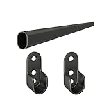 MS Beschläge Kleiderschrankstange Schwarz oval 30x15mm Garderobenstange Wandhalterung Kleiderstange Schrankstange Kleiderstangenhalter Stahlstange (mit Wandhalter, 1,00 Meter)