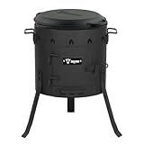 BBQ-Toro Gusseisen Kazan mit Kazan Ofen Ø 35 cm | 6,9 L Gusstopf mit Deckel, Gusseisentopf | Gulaschkessel, Feuerkessel, Outdoor Ofen | Feuer-Ofen, Eintopfofen, Feuerstelle, Außenküche, Utschak