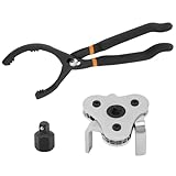 QWORK® 2 Stück Ölfilterschlüssel Set, 30cm Verstellbarer Ölfilterschlüssel, 3-Armig Ölfilterspinne, für Ø 63-120mm Ölfilter