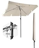 4smile SunnyShade Plus - UV50+ Sonnenschutz Balkon SET mit rechteckigem 200x125cm Sonnenschirm, Schutzhülle und Halter für Balkongeländer, Beige