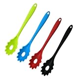 Ipetboom 4 Stück Pack Silikon Spaghettilöffel Nudelfilter Hitzebeständig Farbig Küchenutensilien für Pasta und Nudeln