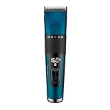 BaByliss Japanese Steel Digital Haarschneider E990E mit 45 Längeneinstellungen durch Drehrad und 8 Kammaufsätzen, kabellos, 160 Minuten Laufzeit, Blau, 1 Stück (1er Pack)