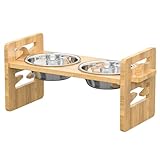 YCHUCH Katzennapf mit geneigtem Ständer, Antierbrechen, höhenverstellbar, Doppelnapf für Haustiere, Fütterung, Futter