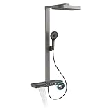 WFCTG Duschsystem, Regendusche Mit Thermostat, Wasserkraftversorgung, LED-Digitalanzeige, Blaue Ambientebeleuchtung, 4 Strahlarten Handbrause, Mit Badewannenarmatur, Staubdichte Silikon-Wasserdüse
