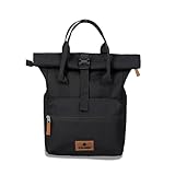 Travelite Handgepäck Rucksack, Laptop Rucksack 14 Zoll, Basics Short Handle Rollup, Reiserucksack Rolltop Funktion, Black, 37-46 cm, 14 Liter