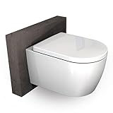 BERNSTEIN Design Wand WC spülrandlos Hänge WC Set Toilette abnehmbaren Deckel WC sitz mit Absenkautomatik Hängetoilette WC ohne Spülrand B8030R Tiefspül-WC D-Form WC randlos Softclose-Sitz: Standard