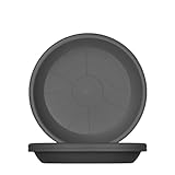 BigDean 3X Blumentopf Untersetzer Ø 24 cm Farbe Anthrazit Kunststoff Blumenuntersetzer Blumentopfuntersetzer passend zu Ø 25 cm Blumentöpfen