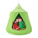 VEVOR Hängehöhle 150 kg Kapazität Hängezelt für drinnen und draußen Hängesack sensorischer Schaukelstuhl mit LED-Lichterkette 110 x 117cm Hängezelt Hängesessel für Kinder und Erwachsene Grün